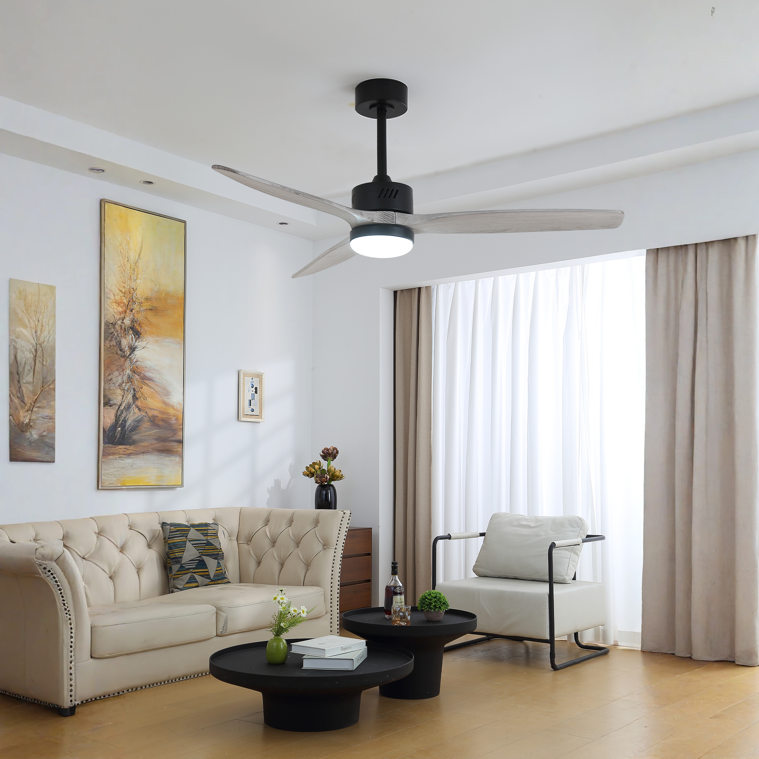 Downrod Standard Ceiling Fan with Light, Integrated LED